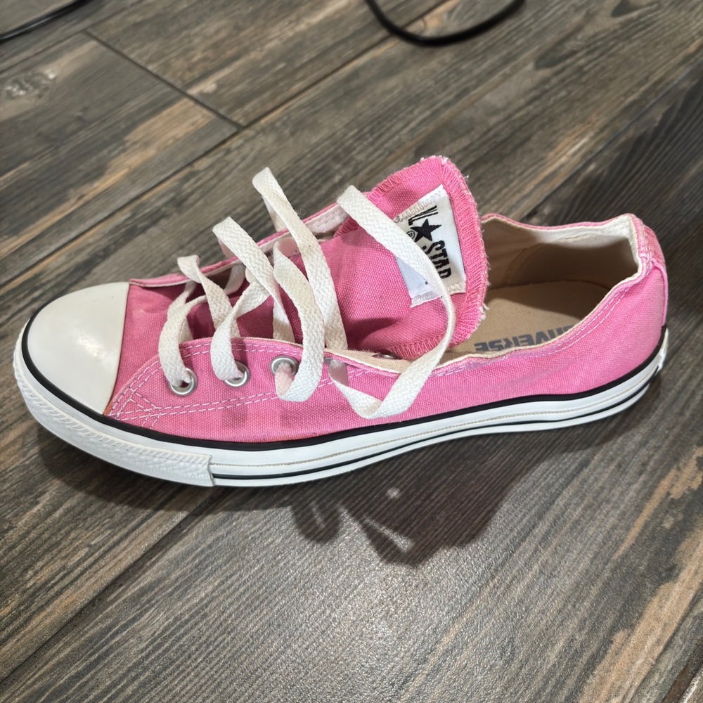 Converse Pink and White Canvas Sneakers with Rubber Toe Cap